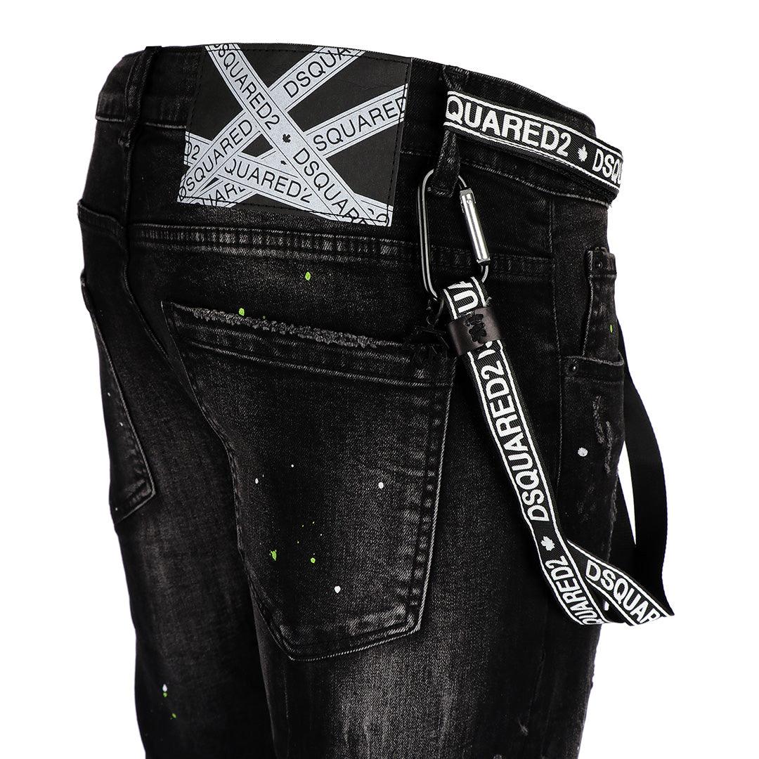 DSQ2 Men's Urban Styled Ripped Jeans- Black - Obeezi.com