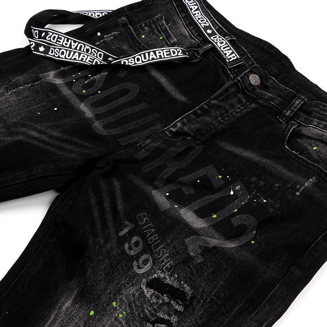 DSQ2 Men's Urban Styled Ripped Jeans- Black - Obeezi.com