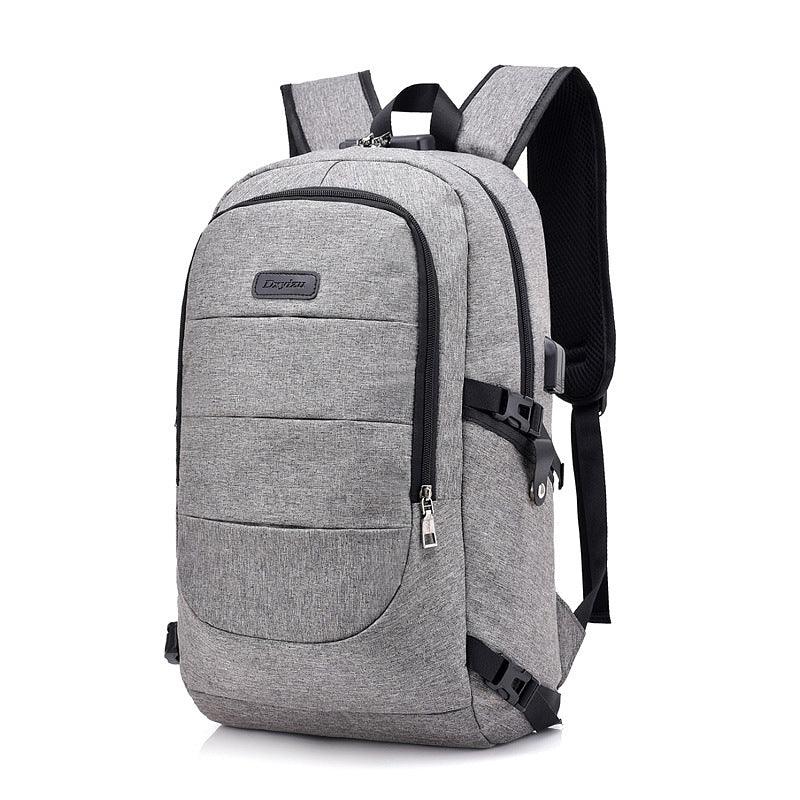 Dxyizu Oxford Men's Casual BackPack With Anti-Theft Lock And USB Charging Port-Ash - Obeezi.com