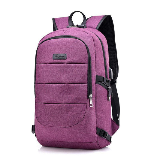 Dxyizu Oxford Men's Casual BackPack With Anti-Theft Lock And USB Charging Port-Purple - Obeezi.com