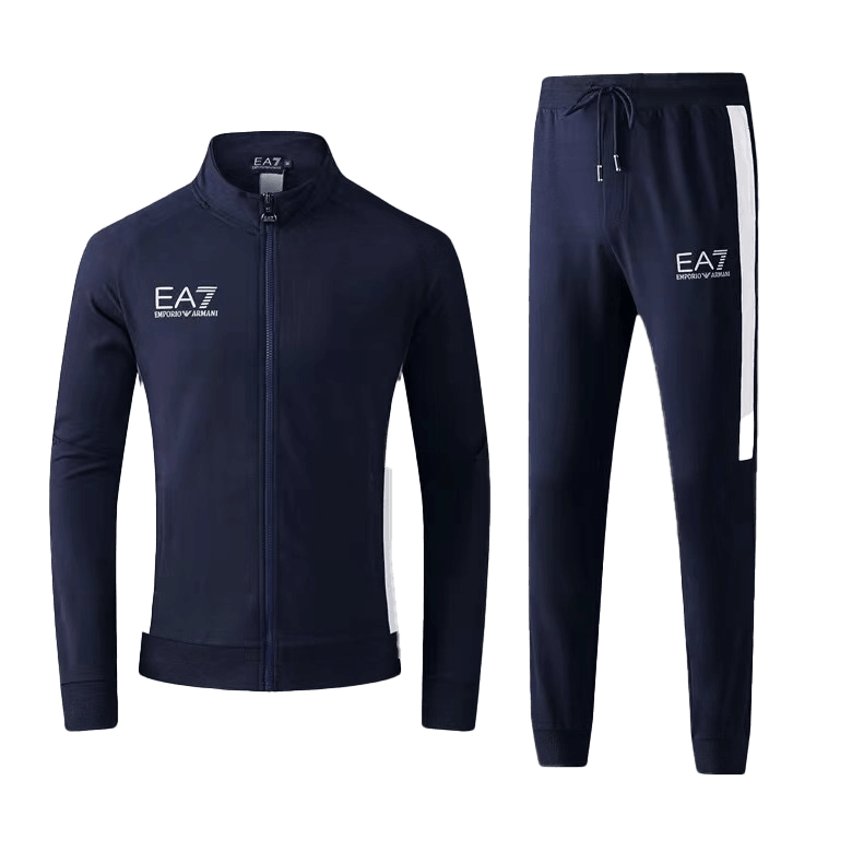 EA EA7 Zip Enclosure Designed Black Tracksuits - Obeezi.com