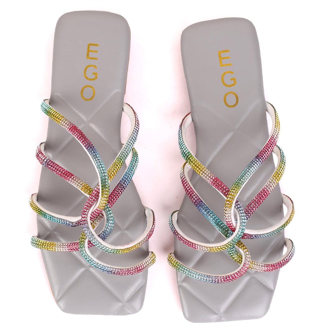 EGO Classic Flat heel Multi Coloured With Grey Sole Design Slipper - Obeezi.com