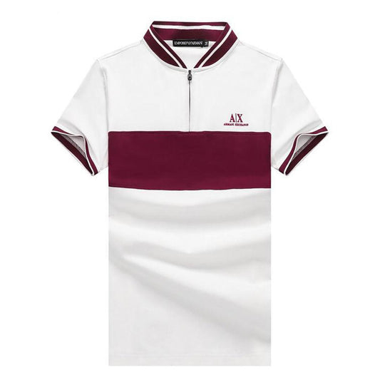 EMP Exquisite Zip up White With Red Design Cotton Polo - Obeezi.com