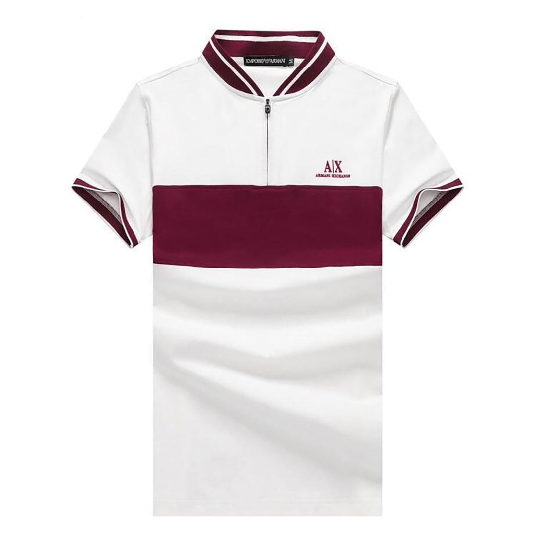 EMP Exquisite Zip up White With Red Design Cotton Polo - Obeezi.com