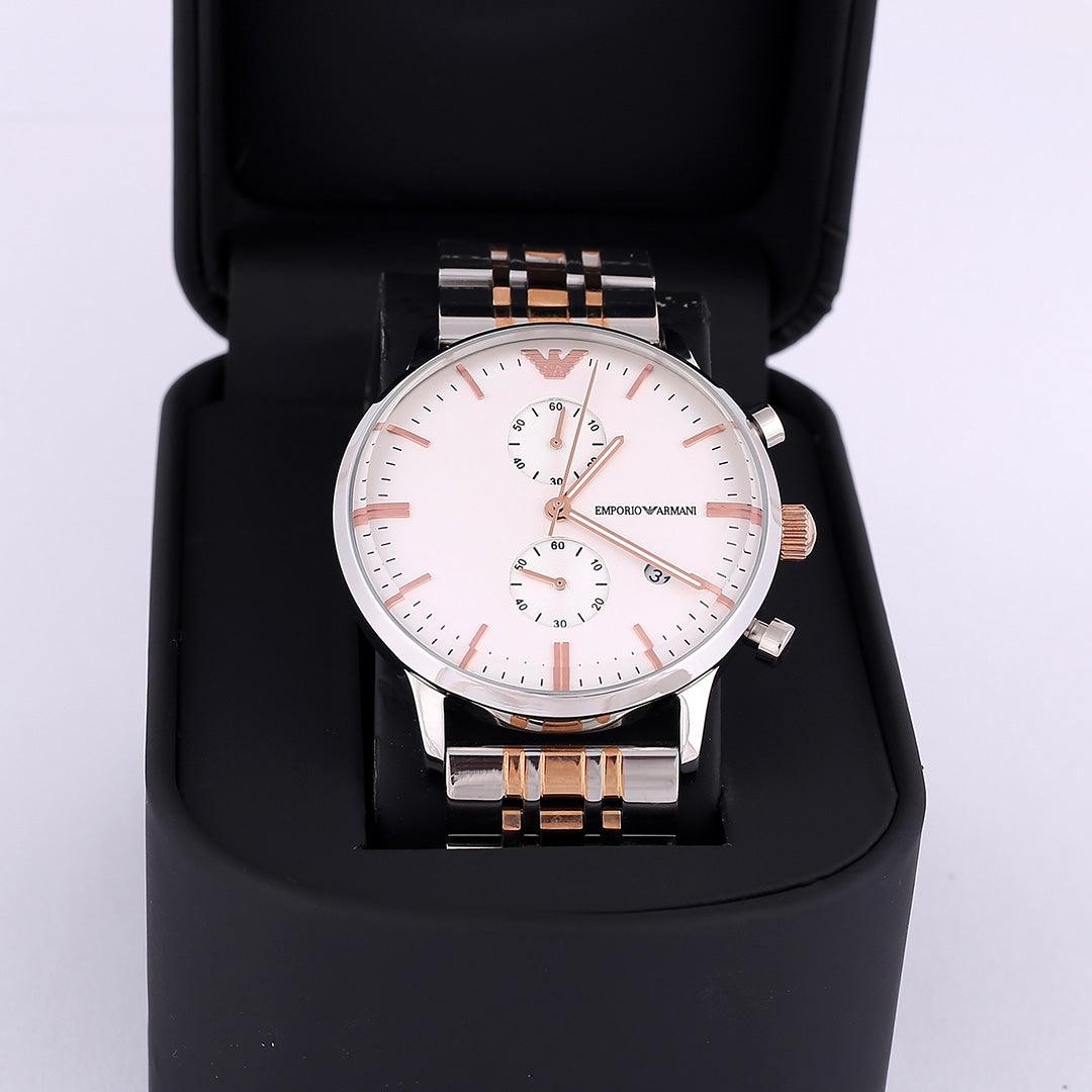 Empo Chronograph Silver Dial Silicone Bracelet Men - Obeezi.com