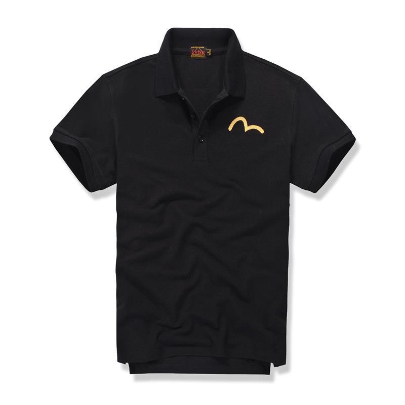 Evisu Polo Shirt With Metallic Embroidered Logo-Black - Obeezi