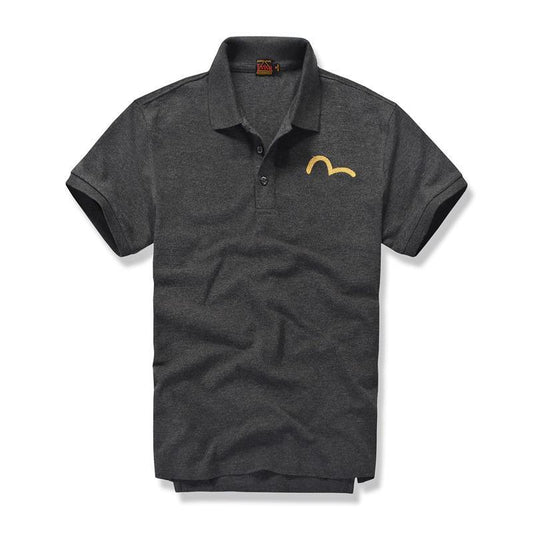Evisu Polo Shirt With Metallic Embroidered Logo-Grey - Obeezi