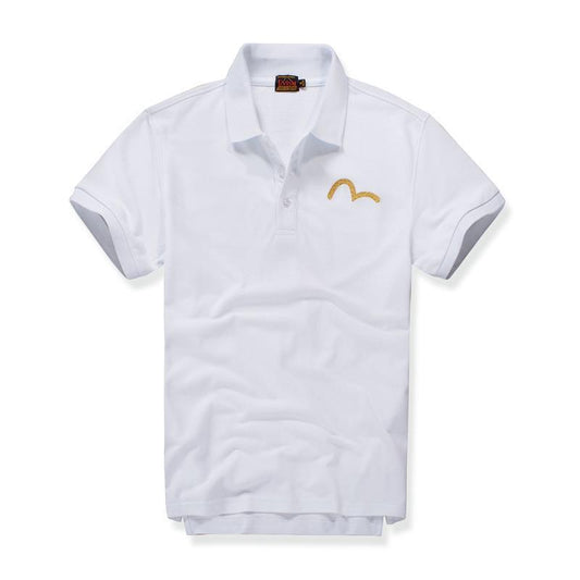 Evisu Polo Shirt With Metallic Embroidered Logo-White - Obeezi