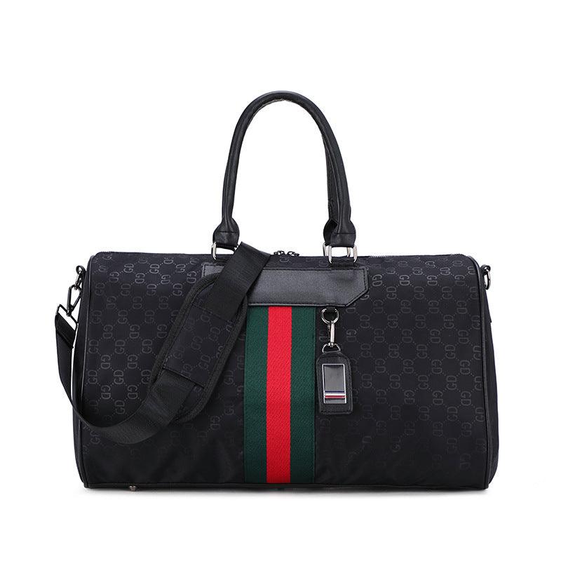 Executive Black Large Capacity Travel Bag With Classic Green And Red Designs - Obeezi.com