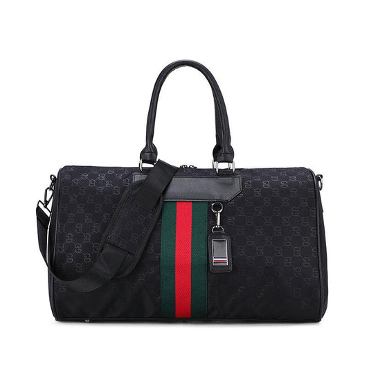 Executive Black Large Capacity Travel Bag With Classic Green And Red Designs - Obeezi.com