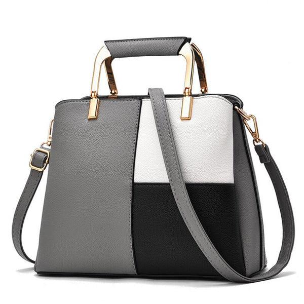 Exquisite Leather Mix Colors Tote Women Bags - Dark Grey - Obeezi.com