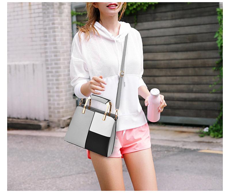 Exquisite Leather Mix Colors Tote Women Bags - Dark Grey - Obeezi.com