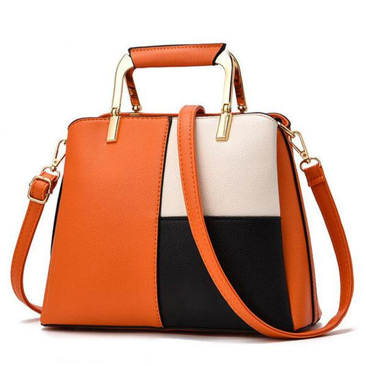 Exquisite Leather Mix Colors Tote Women Bags - Orange - Obeezi.com