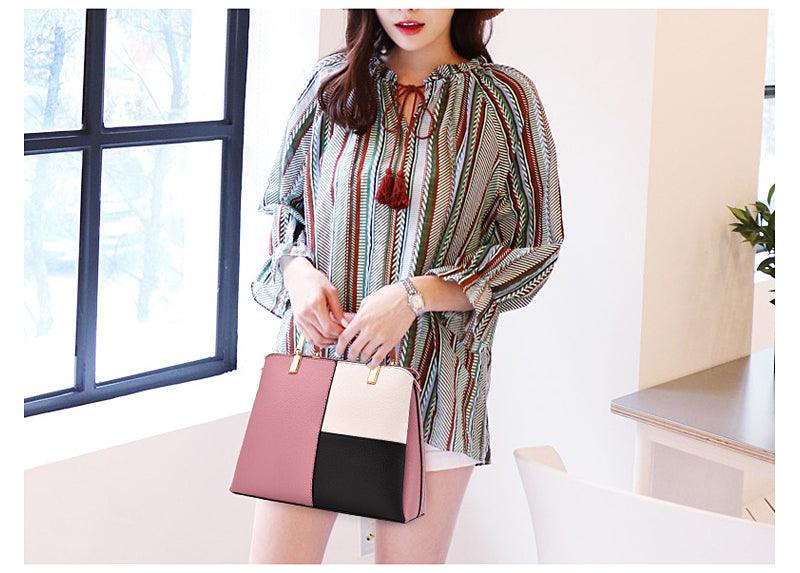 Exquisite Leather Mix Colors Tote Women Bags - Orange - Obeezi.com