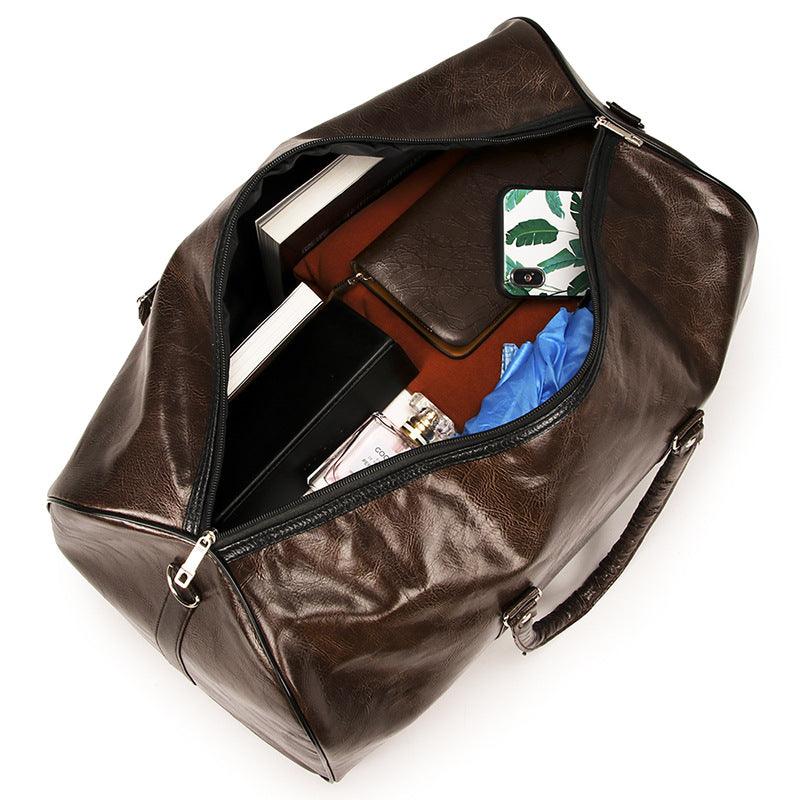 Exquisite Multi-Dimensional Leather Travel Bag- Brown - Obeezi.com