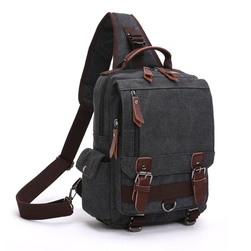 Exquisite Outdoor Canvas Crossbody Bag Travel Shoulder Bag- Black - Obeezi.com