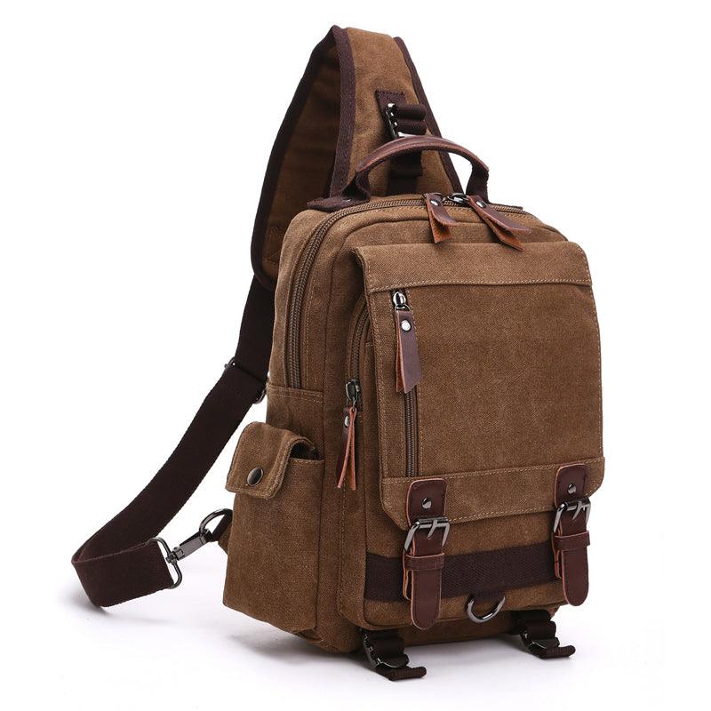 Exquisite Outdoor Canvas Crossbody Bag Travel Shoulder Bag- Coffee - Obeezi.com