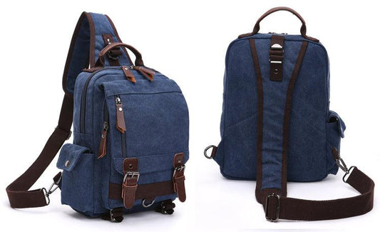 Exquisite Outdoor Canvas Crossbody Bag Travel Shoulder Bag- Dark Blue - Obeezi.com