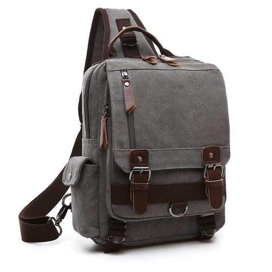 Exquisite Outdoor Canvas Crossbody Bag Travel Shoulder Bag- Grey - Obeezi.com