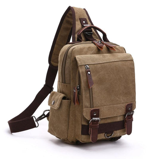 Exquisite Outdoor Canvas Crossbody Bag Travel Shoulder Bag- Khaki - Obeezi.com