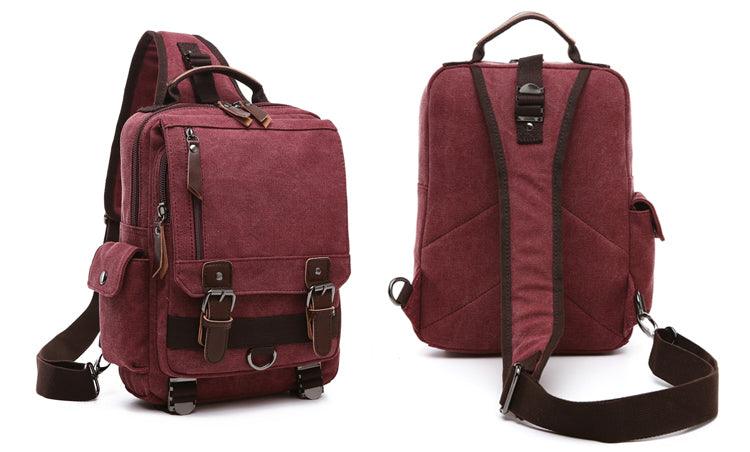 Exquisite Outdoor Canvas Crossbody Bag Travel Shoulder Bag- Wine - Obeezi.com