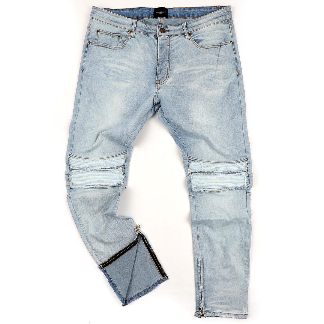 F.O.G Fourth Collection Ripped Mid-Rise Light Blue Jeans - Obeezi.com