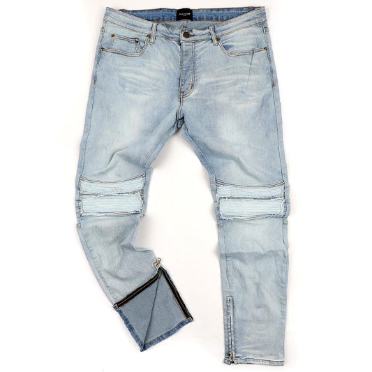 F.O.G Fourth Collection Ripped Mid-Rise Light Blue Jeans - Obeezi.com
