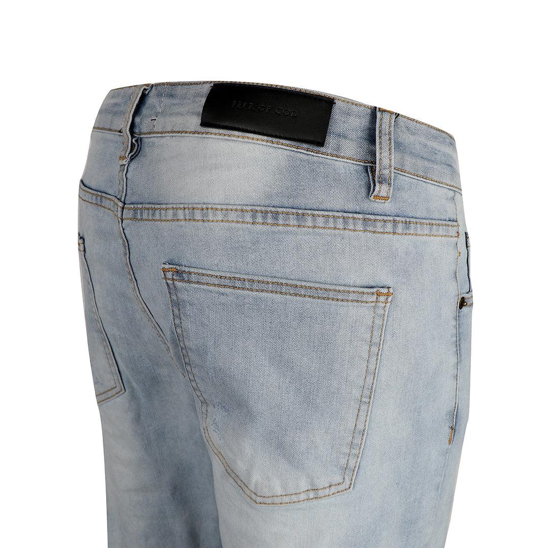 F.O.G Fourth Collection Ripped Mid-Rise Light Blue Jeans - Obeezi.com