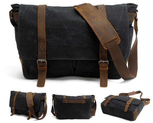 Faded Solid Canvas and inner purse Mini Crossbody Outdoor Black Bags - Obeezi.com