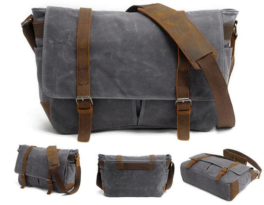 Faded Solid Canvas and inner purse Mini Crossbody Outdoor Dark Grey Bags - Obeezi.com