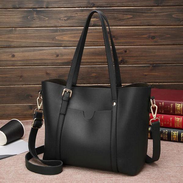 Famous Brands Vegan Women Tote Handbag- Black - Obeezi.com