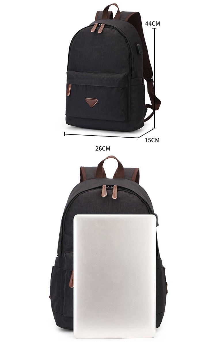Fashion Casual Business Computer Backpack With USB Charging Port-Black - Obeezi.com