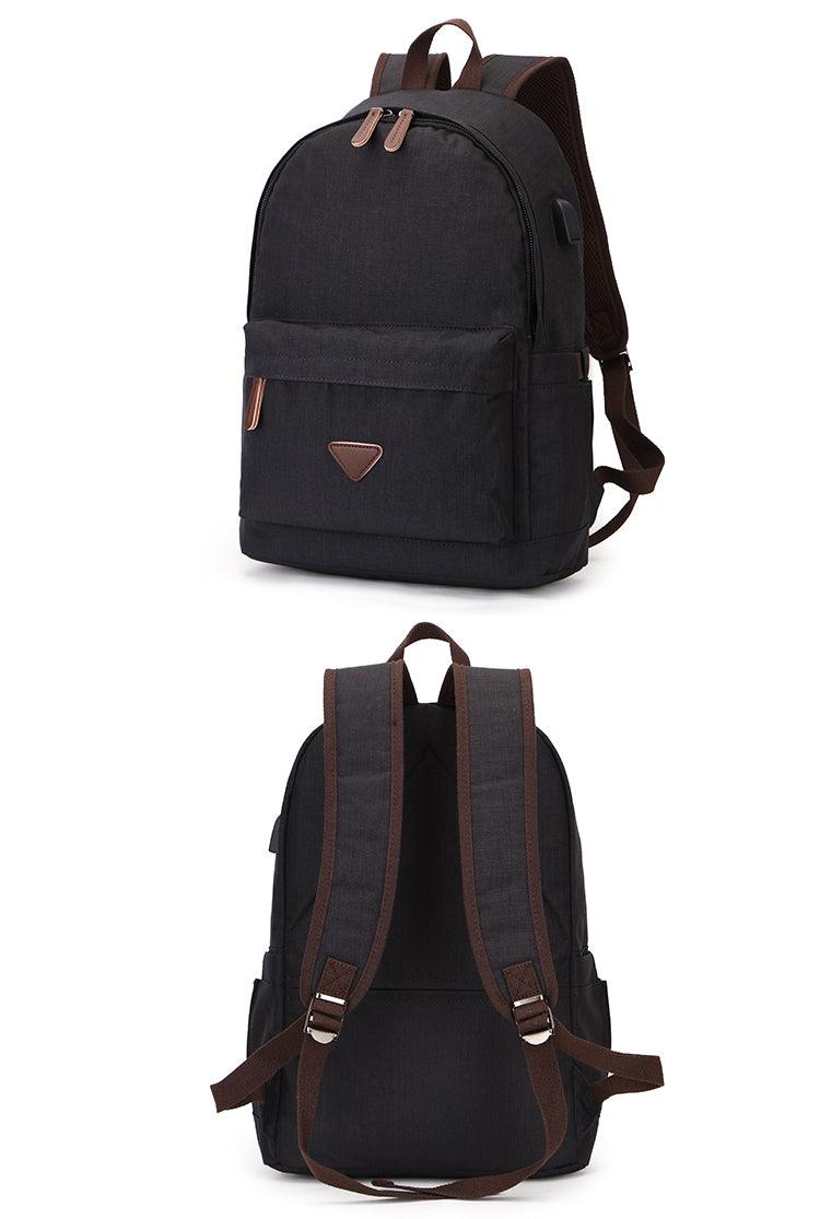 Fashion Casual Business Computer Backpack With USB Charging Port-Black - Obeezi.com