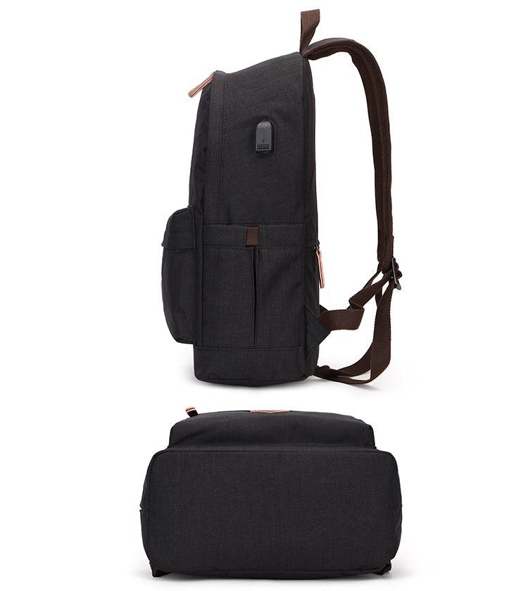 Fashion Casual Business Computer Backpack With USB Charging Port-Black - Obeezi.com