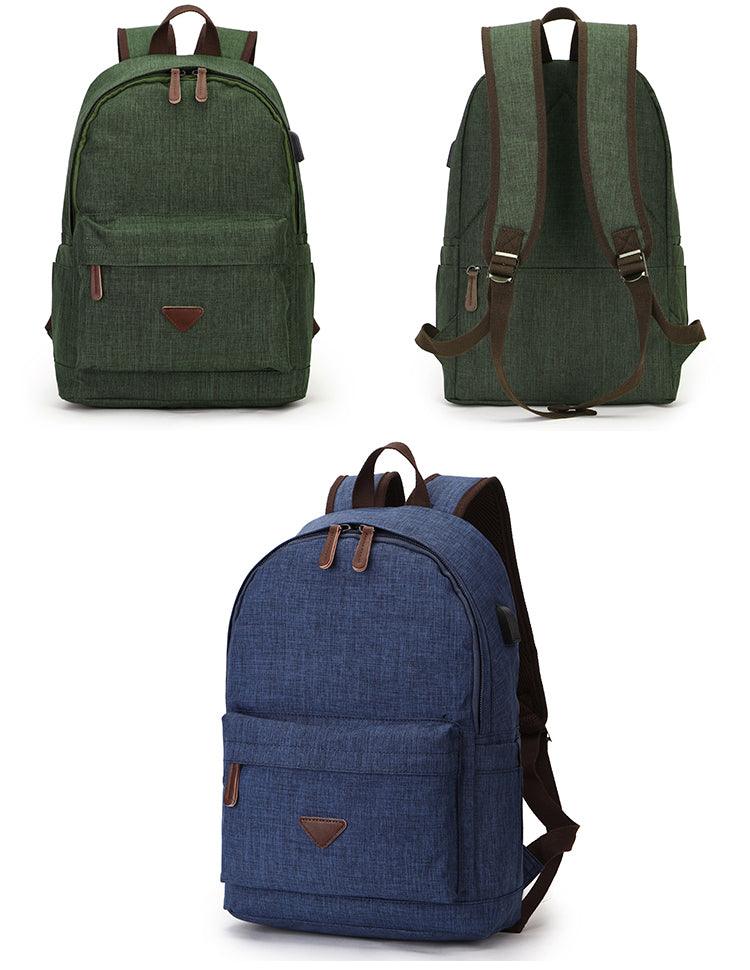 Fashion Casual Business Computer Backpack With USB Charging Port-Blue - Obeezi.com