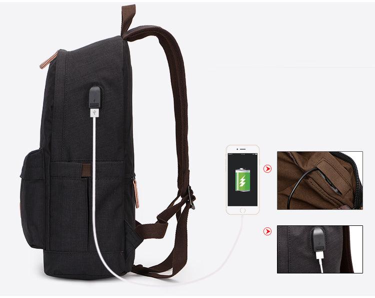 Fashion Casual Business Computer Backpack With USB Charging Port-Brown - Obeezi.com