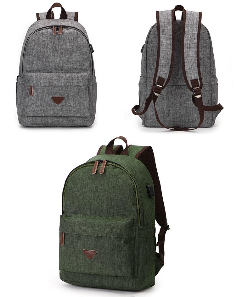 Fashion Casual Business Computer Backpack With USB Charging Port-Green - Obeezi.com