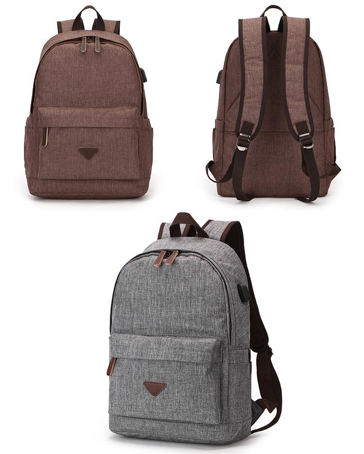 Fashion Casual Business Computer Backpack With USB Charging Port-Grey - Obeezi.com