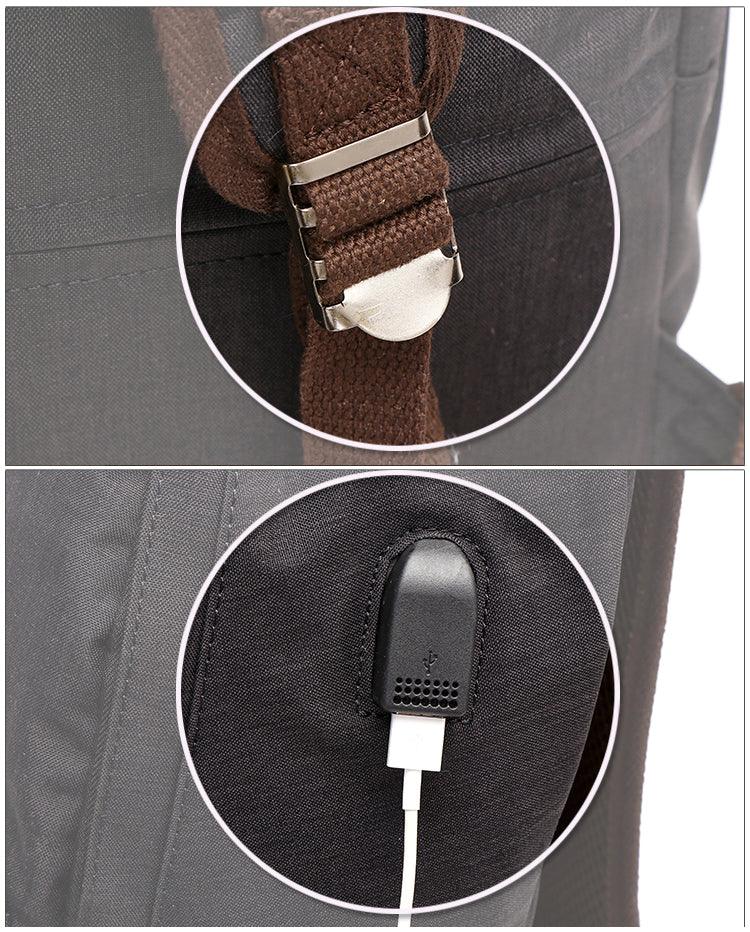 Fashion Casual Business Computer Backpack With USB Charging Port-Grey - Obeezi.com