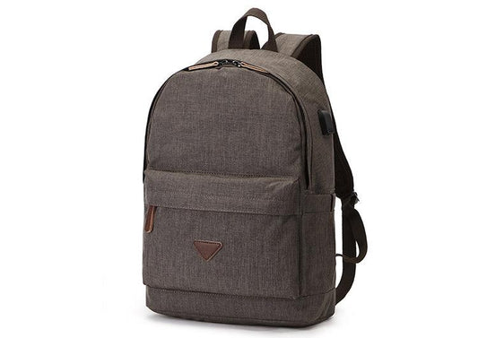 Fashion Casual Business Computer Backpack With USB Charging Port-Khaki - Obeezi.com