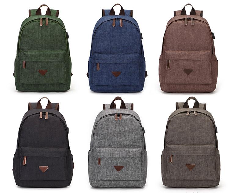 Fashion Casual Business Computer Backpack With USB Charging Port-Khaki - Obeezi.com
