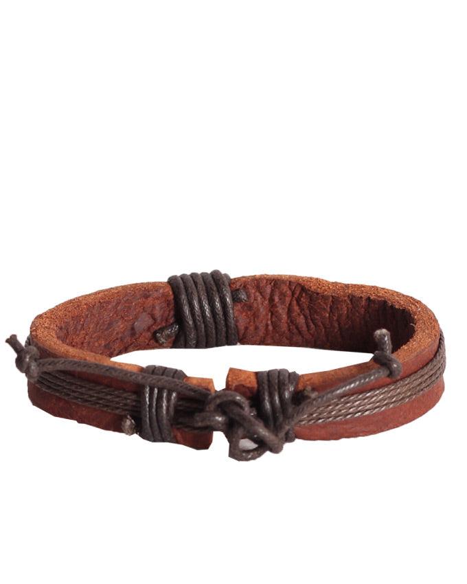 Fashion Men Genuine Leather Bracelet Brown - Obeezi.com
