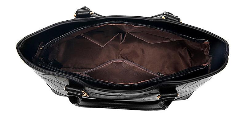 Fashion Unique 2 In 1 Patterned Leather Handbag - Black - Obeezi.com