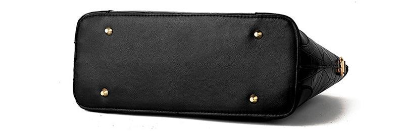 Fashion Unique 2 In 1 Patterned Leather Handbag - Black - Obeezi.com