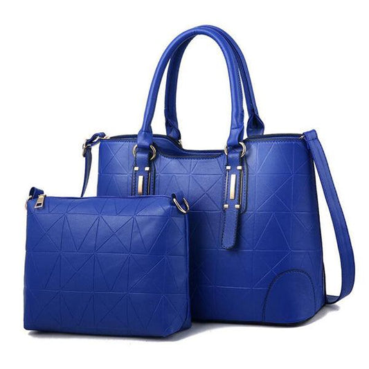 Fashion Unique 2 In 1 Patterned Leather Handbag - Blue - Obeezi.com