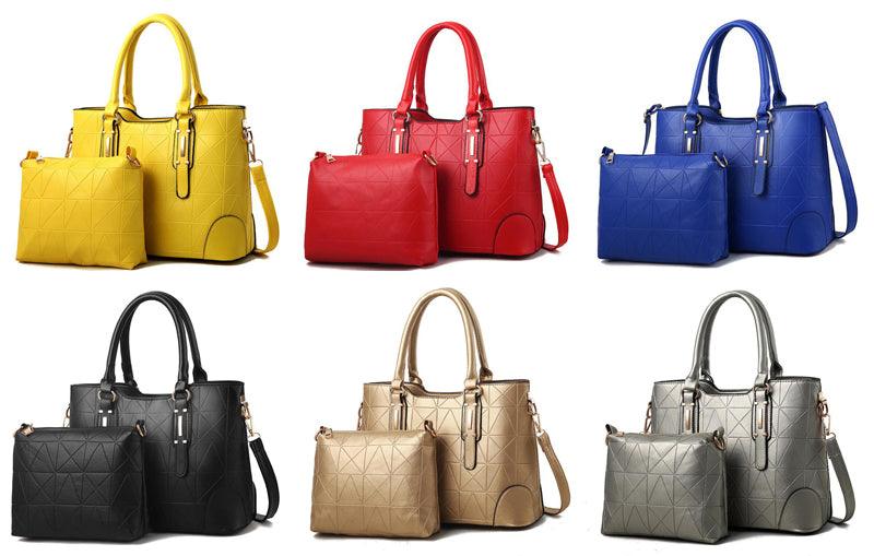 Fashion Unique 2 In 1 Patterned Leather Handbag - Gold - Obeezi.com