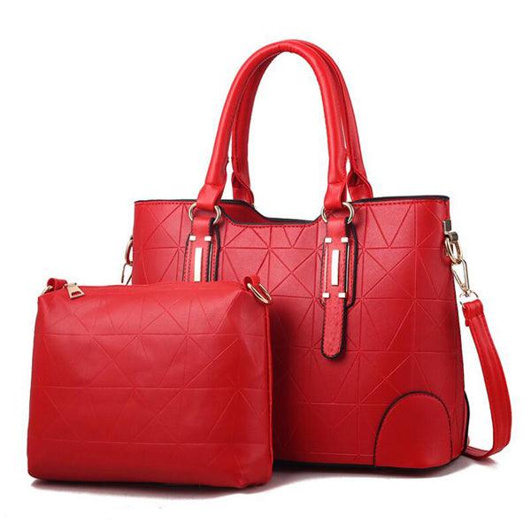 Fashion Unique 2 In 1 Patterned Leather Handbag - Red - Obeezi.com
