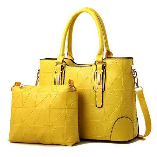 Fashion Unique 2 In 1 Patterned Leather Handbag - Yellow - Obeezi.com