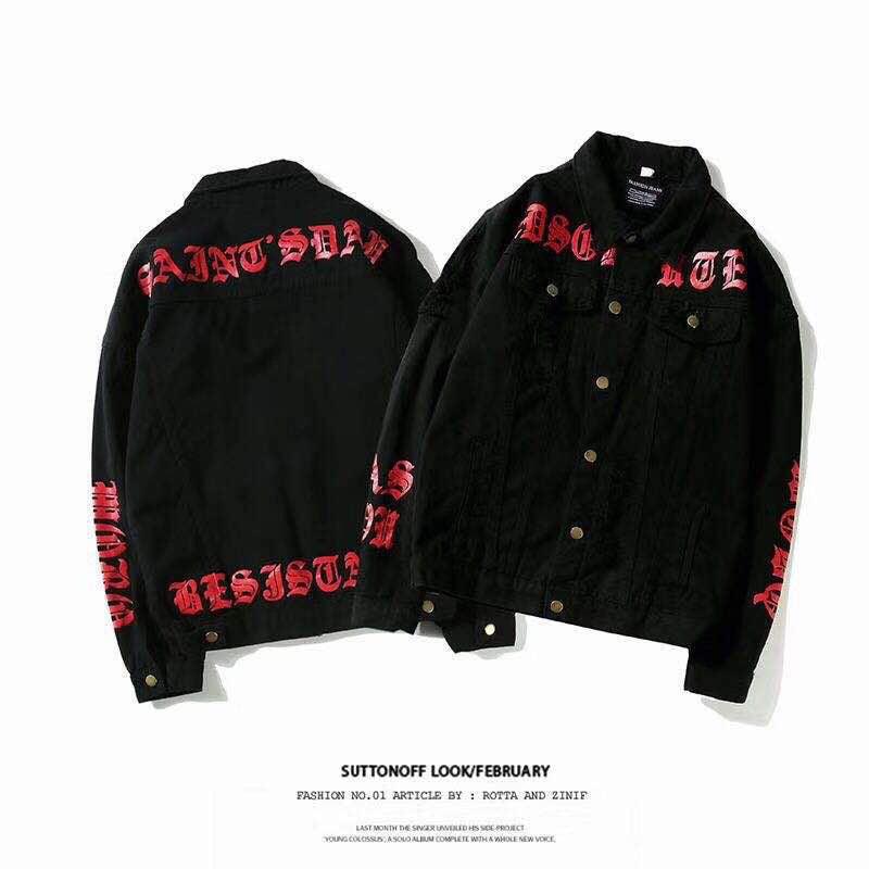 Fashion Vogue Long Sleeve Black Denim Print Jacket - Obeezi