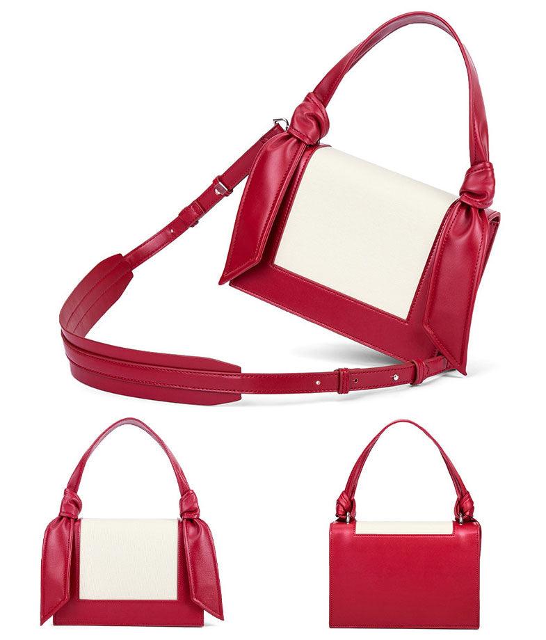 Fashion Women Tote With Scarf Elegant Handbag Red - Obeezi.com